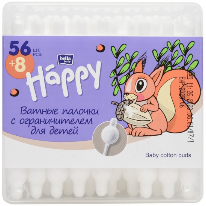 Палочки гигиенические Bella Baby Happy для детей, 64 шт - 